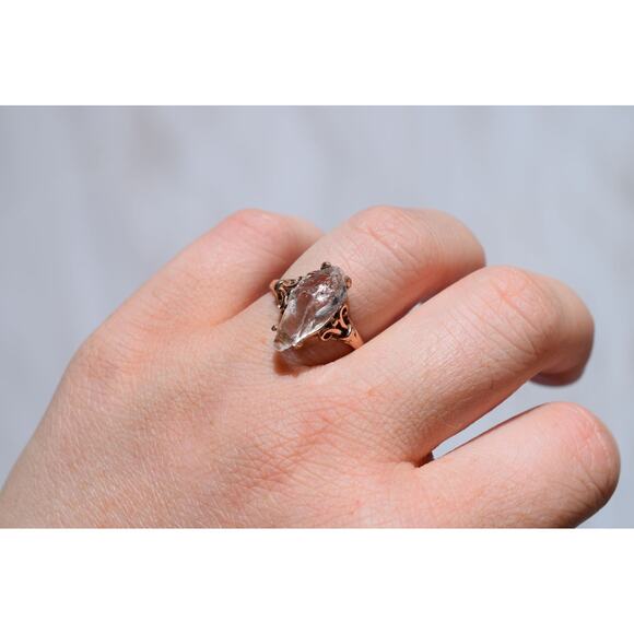 14k Rose Gold Engagement Ring Unique Engagement Ring Uncut Lake County diamond - Picture 5 of 5